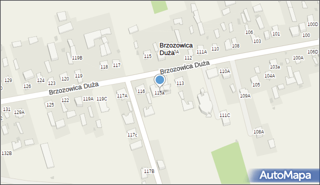 Brzozowica Duża, Brzozowica Duża, 115a, mapa Brzozowica Duża