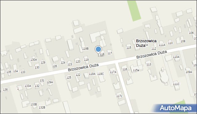 Brzozowica Duża, Brzozowica Duża, 118A, mapa Brzozowica Duża