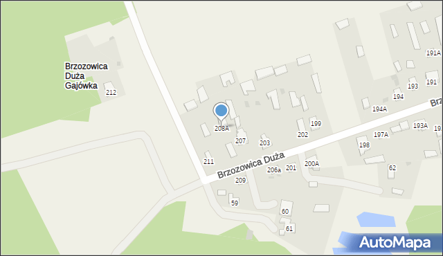 Brzozowica Duża, Brzozowica Duża, 208A, mapa Brzozowica Duża