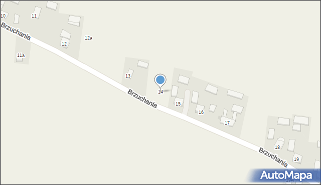 Brzuchania, Brzuchania, 14, mapa Brzuchania