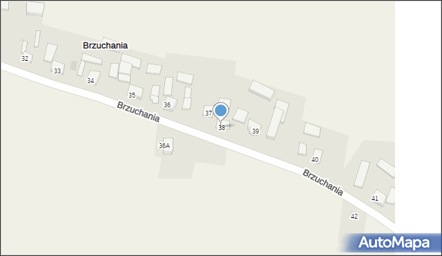 Brzuchania, Brzuchania, 38, mapa Brzuchania