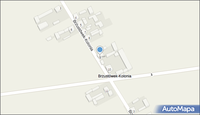 Brzustówek, Brzustówek-Kolonia, 9, mapa Brzustówek