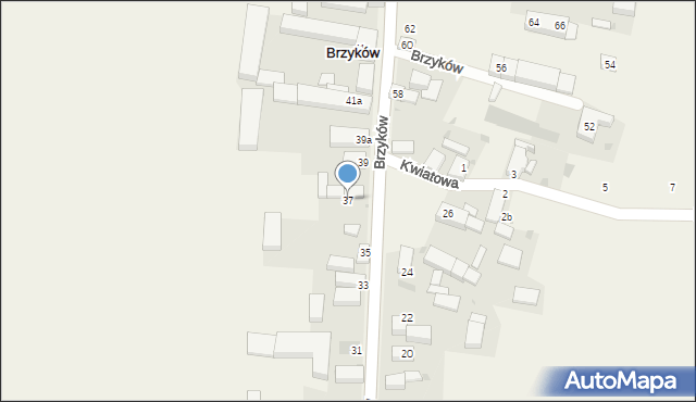 Brzyków, Brzyków, 37, mapa Brzyków