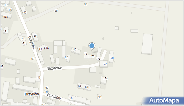 Brzyków, Brzyków, 78a, mapa Brzyków