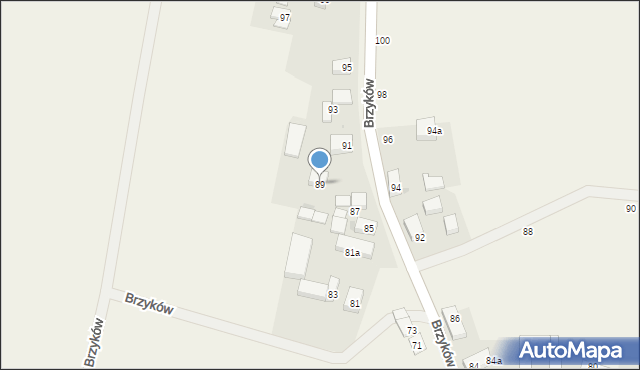 Brzyków, Brzyków, 89, mapa Brzyków