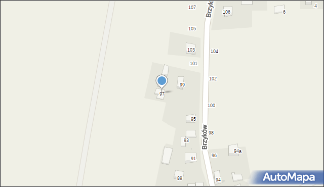 Brzyków, Brzyków, 97, mapa Brzyków