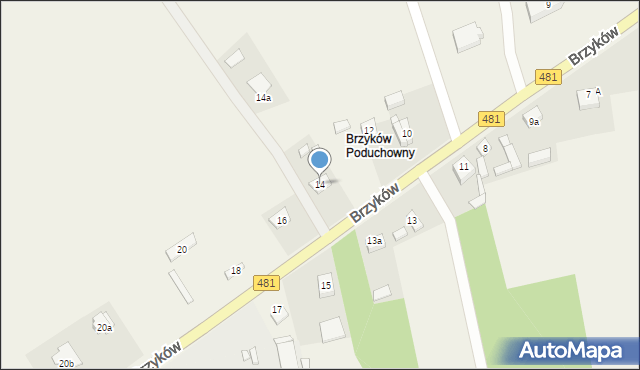 Brzyków, Brzyków, 14, mapa Brzyków