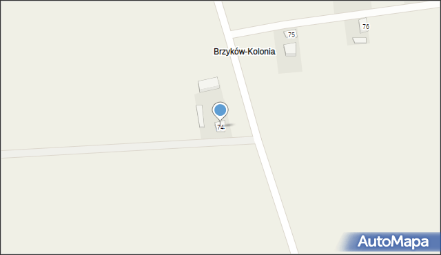 Brzyków, Brzyków, 74, mapa Brzyków