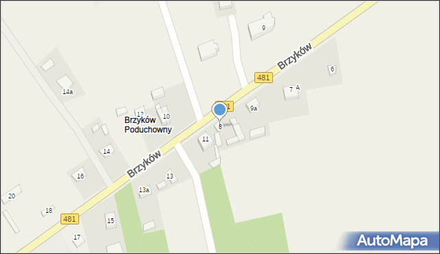 Brzyków, Brzyków, 8, mapa Brzyków