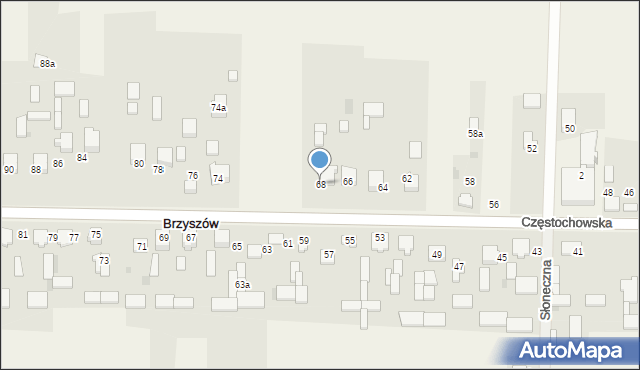 Brzyszów, Brzyszów, 68, mapa Brzyszów