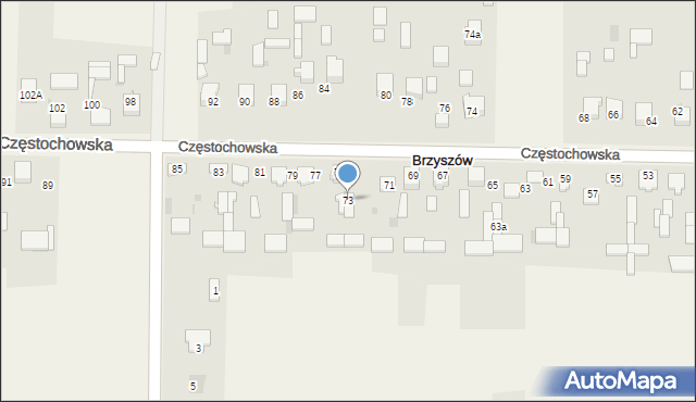 Brzyszów, Brzyszów, 73, mapa Brzyszów