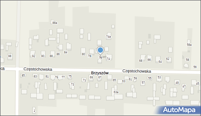 Brzyszów, Brzyszów, 76, mapa Brzyszów