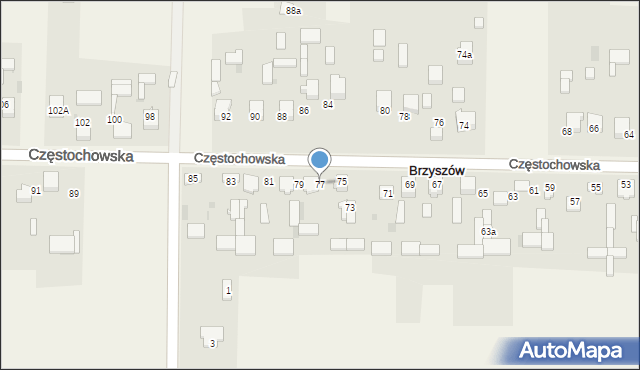 Brzyszów, Brzyszów, 77, mapa Brzyszów