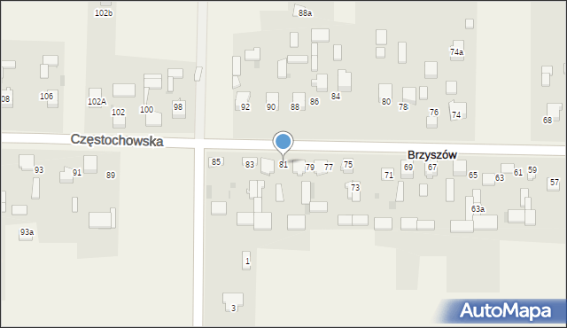 Brzyszów, Brzyszów, 81, mapa Brzyszów