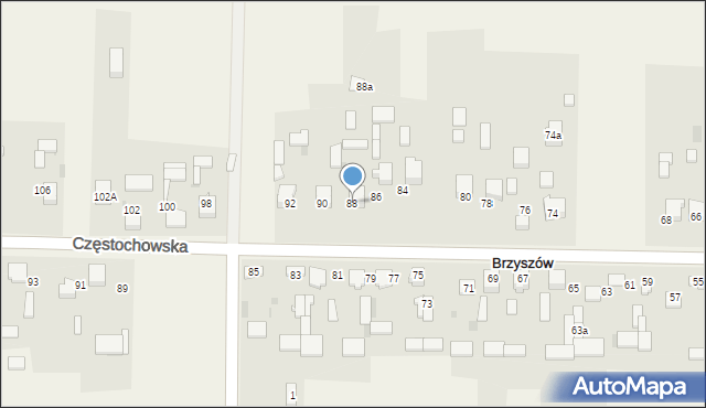 Brzyszów, Brzyszów, 88, mapa Brzyszów