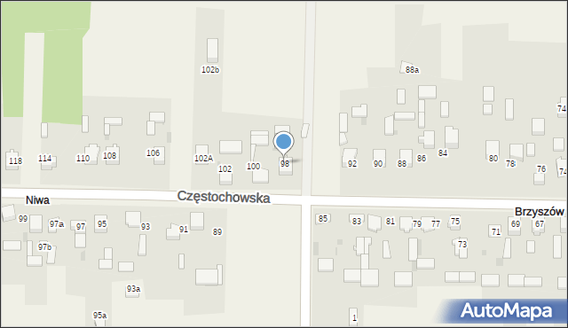 Brzyszów, Brzyszów, 98, mapa Brzyszów