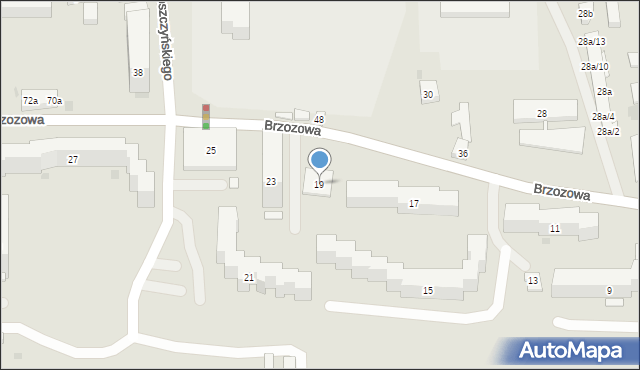 Bydgoszcz, Brzozowa, 19, mapa Bydgoszczy