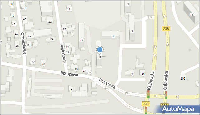 Bydgoszcz, Brzozowa, 8, mapa Bydgoszczy