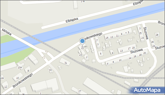 Bydgoszcz, Bronikowskiego Józefa, 21, mapa Bydgoszczy