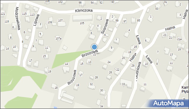 Bystra, Brzozowa, 11, mapa Bystra