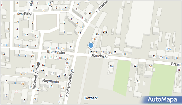 Bytom, Brzezińska, 17, mapa Bytomia