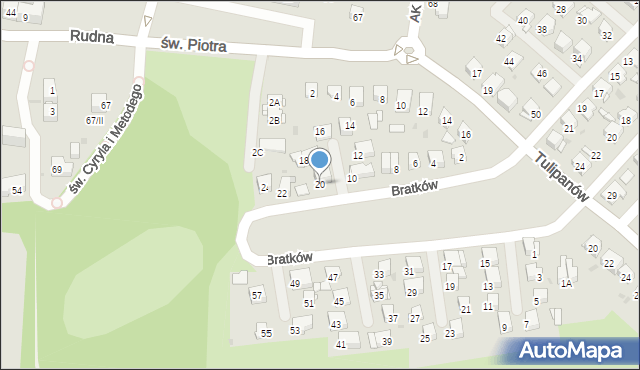 Bytom, Bratków, 20, mapa Bytomia