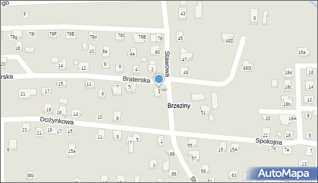 Czechowice-Dziedzice, Braterska, 1, mapa Czechowic-Dziedzic