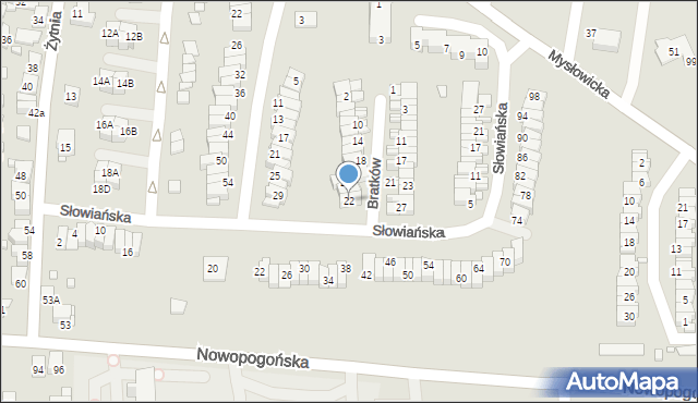 Czeladź, Bratków, 22, mapa Czeladź