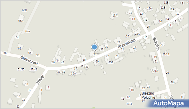 Częstochowa, Brzezińska, 34, mapa Częstochowy