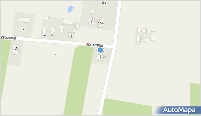 Dąbrowa, Brzozowa, 1, mapa Dąbrowa