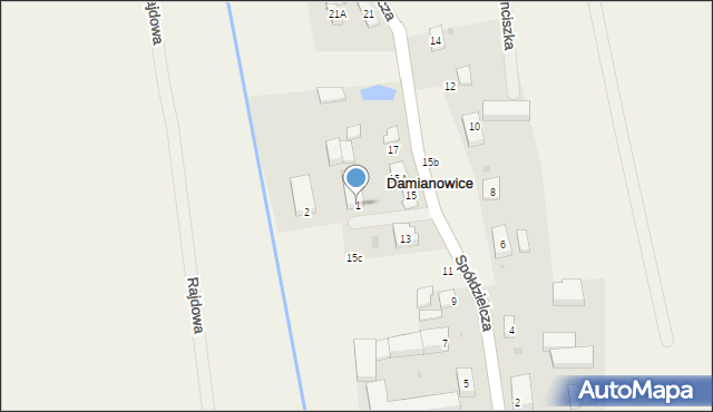 Damianowice, Braterska, 1, mapa Damianowice