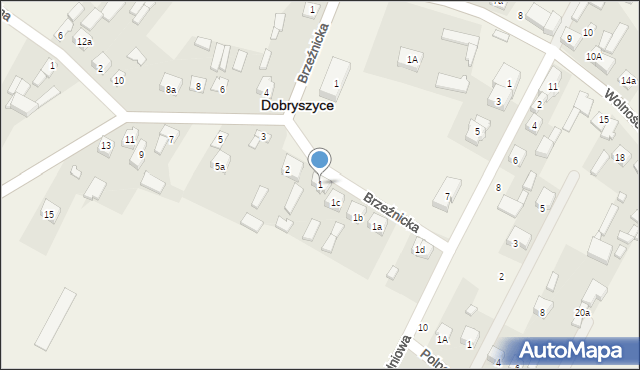 Dobryszyce, Brzeźnicka, 1, mapa Dobryszyce