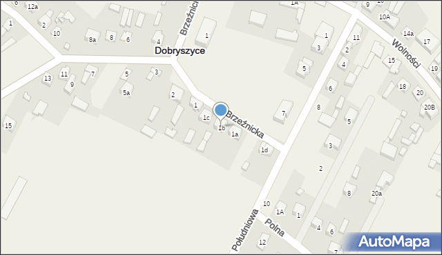 Dobryszyce, Brzeźnicka, 1b, mapa Dobryszyce