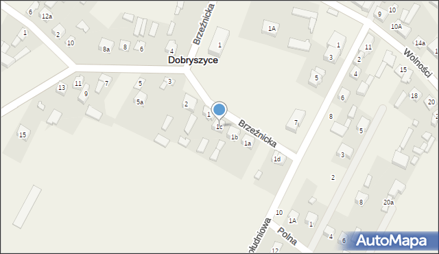 Dobryszyce, Brzeźnicka, 1c, mapa Dobryszyce