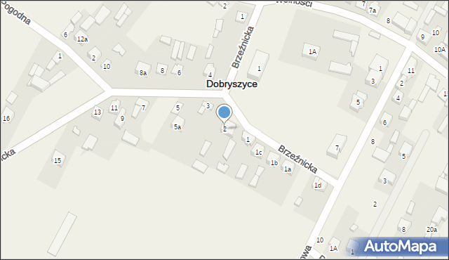 Dobryszyce, Brzeźnicka, 2, mapa Dobryszyce