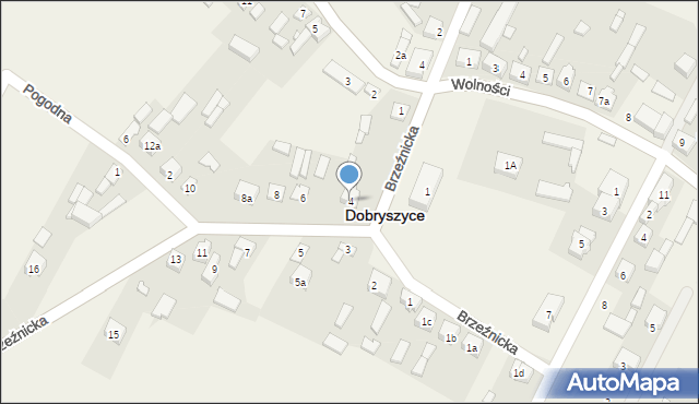 Dobryszyce, Brzeźnicka, 4, mapa Dobryszyce