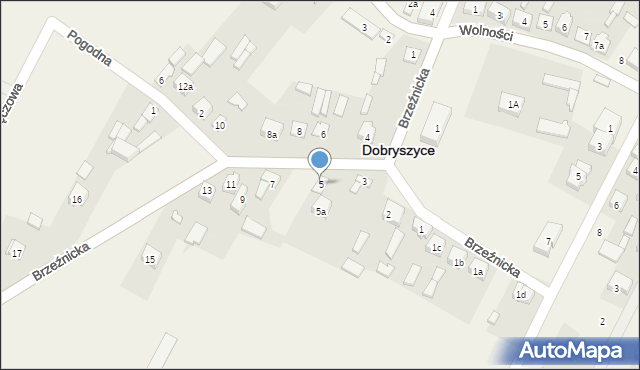 Dobryszyce, Brzeźnicka, 5, mapa Dobryszyce