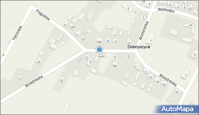 Dobryszyce, Brzeźnicka, 7, mapa Dobryszyce