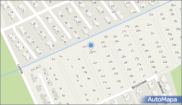 Domaszczyn, Brzozowa, 11k, mapa Domaszczyn