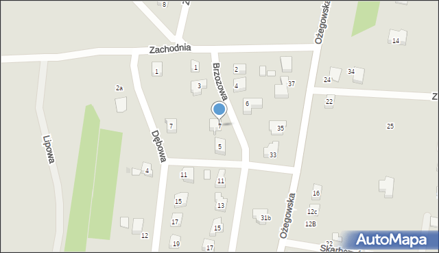 Działoszyn, Brzozowa, 7, mapa Działoszyn