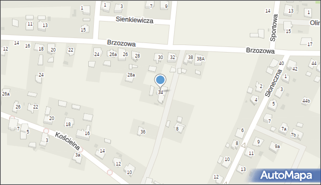 Dziergowice, Brzozowa, 34, mapa Dziergowice