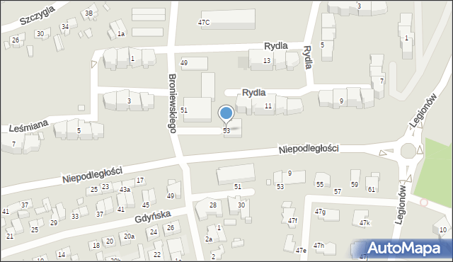 Elbląg, Broniewskiego Władysława, 53, mapa Elbląga