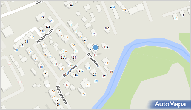 Ełk, Brzozowa, 11, mapa Ełku