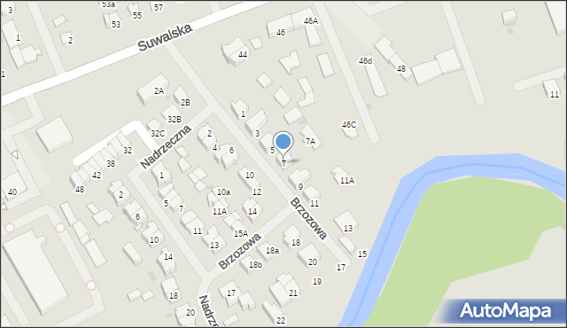 Ełk, Brzozowa, 7, mapa Ełku