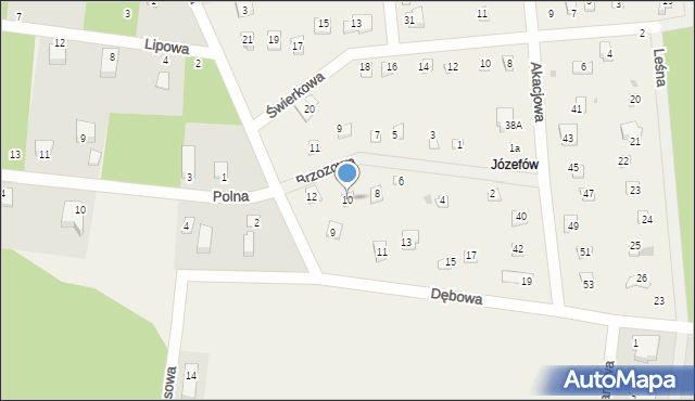 Florentynów, Brzozowa, 10, mapa Florentynów