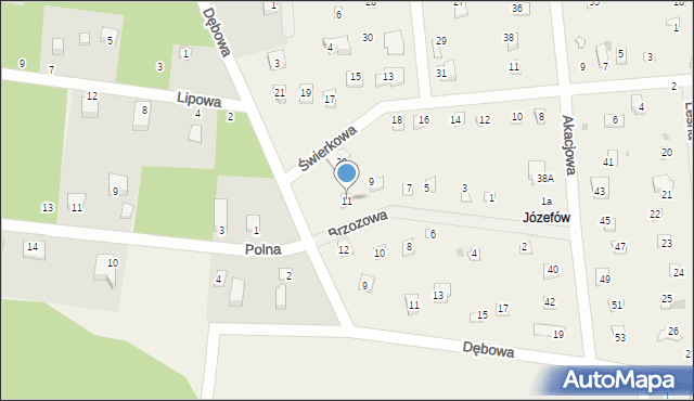 Florentynów, Brzozowa, 11, mapa Florentynów