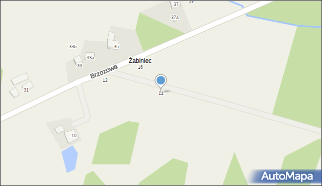 Gąbino, Brzozowa, 14, mapa Gąbino