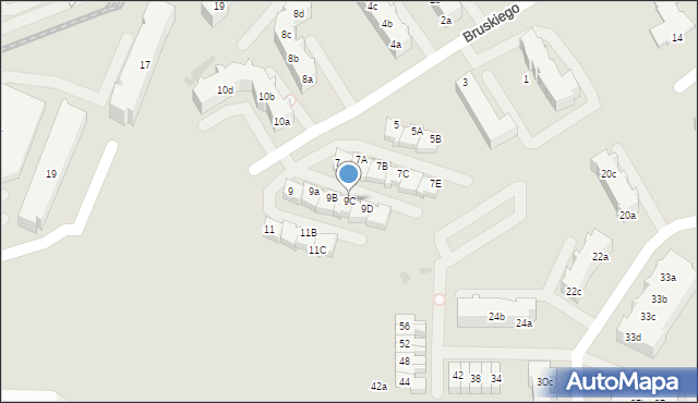 Gdańsk, Bruskiego Alojzego, 9C, mapa Gdańska