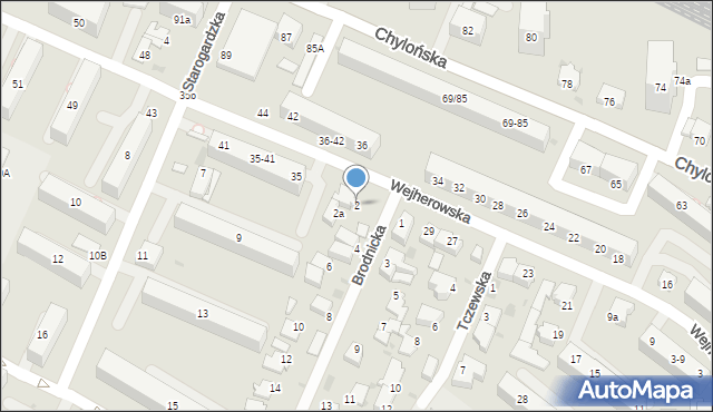 Gdynia, Brodnicka, 2, mapa Gdyni