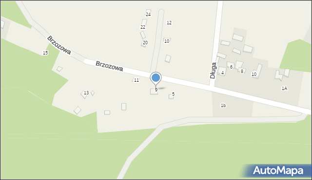 Giebło, Brzozowa, 9, mapa Giebło